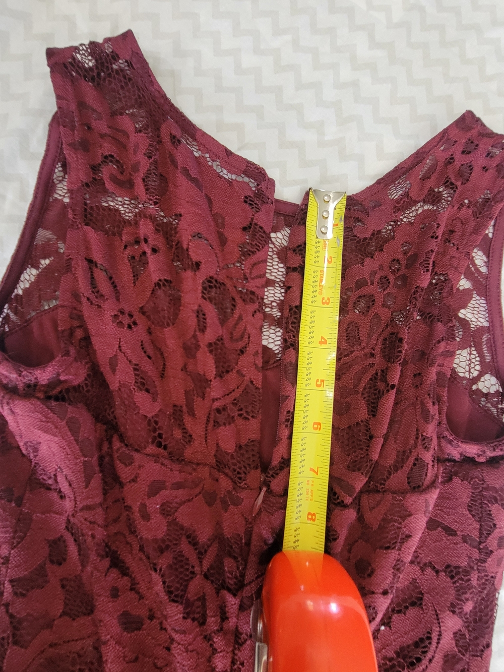 Sleeveless Burgundy Lace High-Low Dress Sz XS - Picture 9 of 11